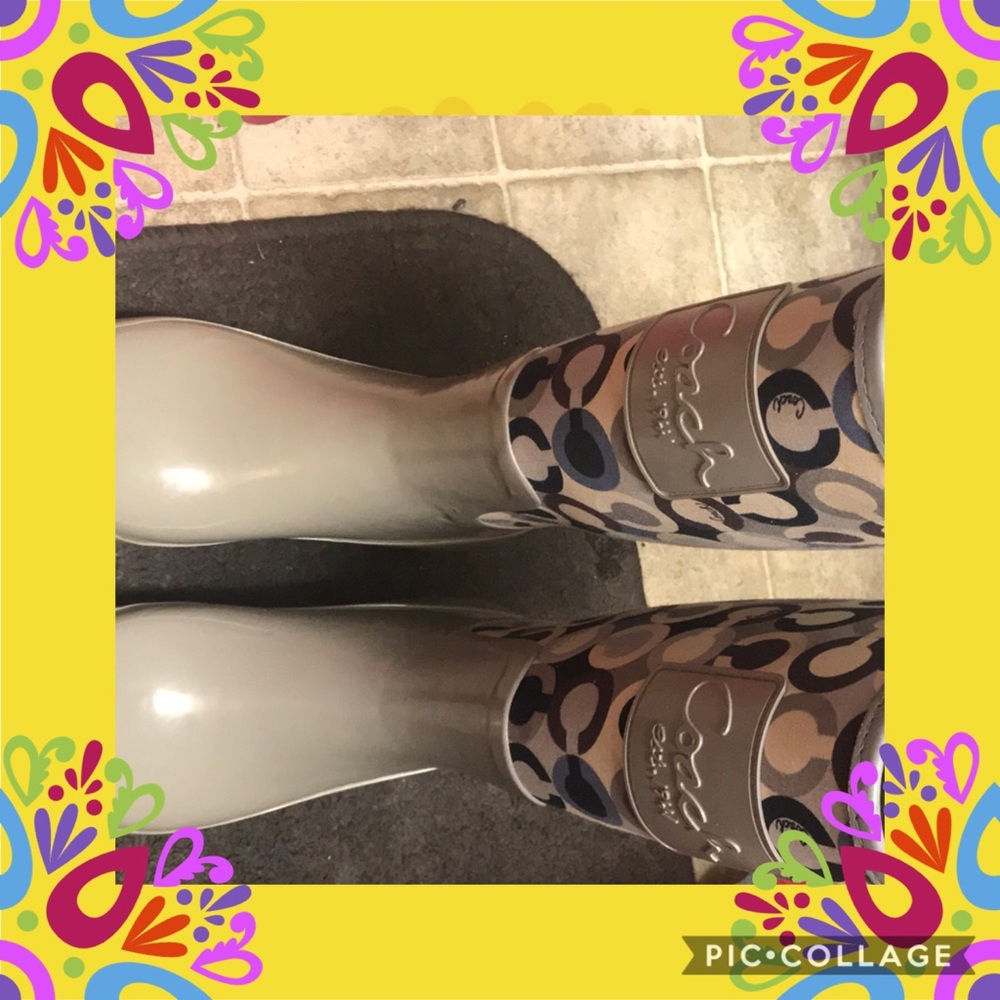 Rain boots. All shade of grey and  shade of blue